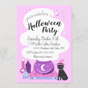 Pastel Witch Halloween Party Invitation