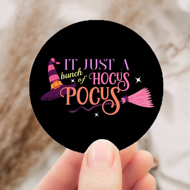 Pastel Witch Hocus Pocus Halloween Hat Broomstick Classic Round Sticker (Pastel Witch Hocus Pocus Halloween Hat Broomstick Classic Round Sticker)