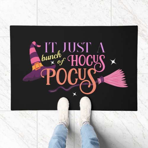 Pastel Witch Hocus Pocus Halloween Hat Broomstick Doormat