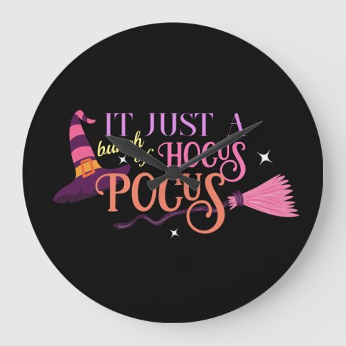 Pastel Witch Hocus Pocus Halloween Hat Broomstick Large Clock