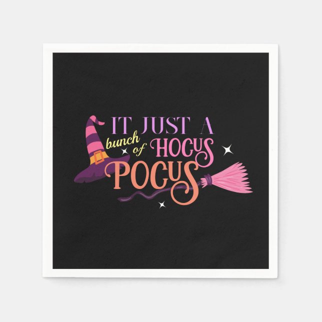 Pastel Witch Hocus Pocus Halloween Hat Broomstick Napkins (Front)