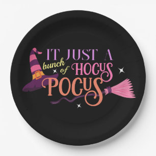 Pastel Witch Hocus Pocus Halloween Hat Broomstick Paper Plates