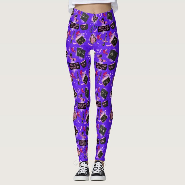 Pastel Witch Leggings – Kawaii Witchcore Spooky  (Front)