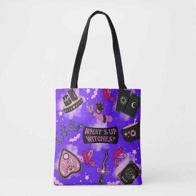Pastel Witch Tote Bag – Kawaii Witchcore Halloween (Front)