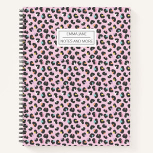 Pastel with black leopard spots on light pink notebook