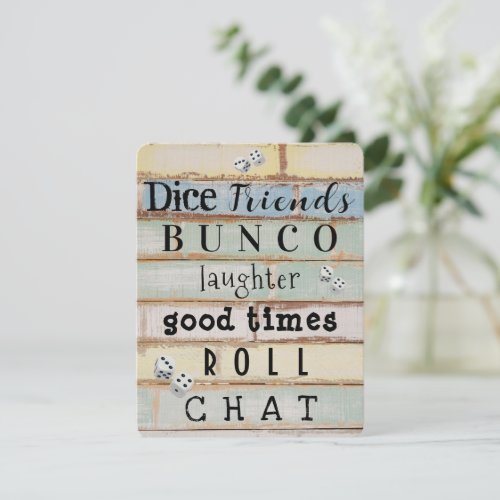 Pastel Wood Bunco Party Invitation