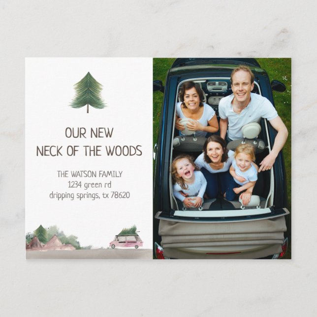 pastel woodland Moving Announcement Postcard (Front)