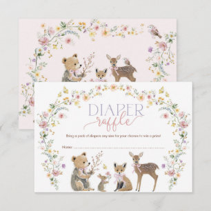Pastel Woodland Wildflowers Diaper Raffle Baby Enclosure Card