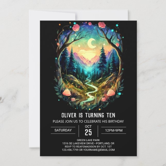 Pastel Woods Timber Birthday Invitation (Front)