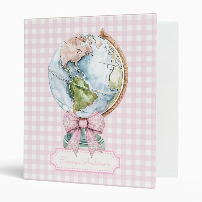 Pastel World Map | Geography Subject 3 Ring Binder (Front/Inside)