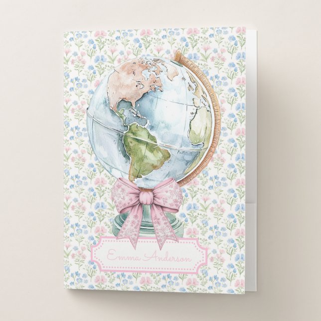 Pastel World Map | Geography Subject Pocket Folder (Front)