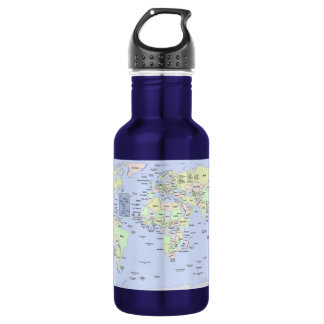 Pastel World Map With Country Names – Personalized Stainless Steel Water Bottle
