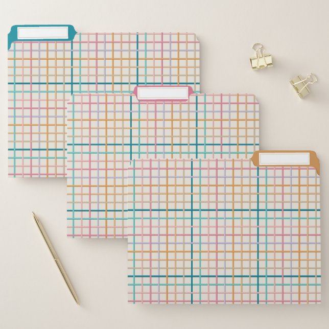 Pastel Woven Pattern Filing Folder Set (Set)