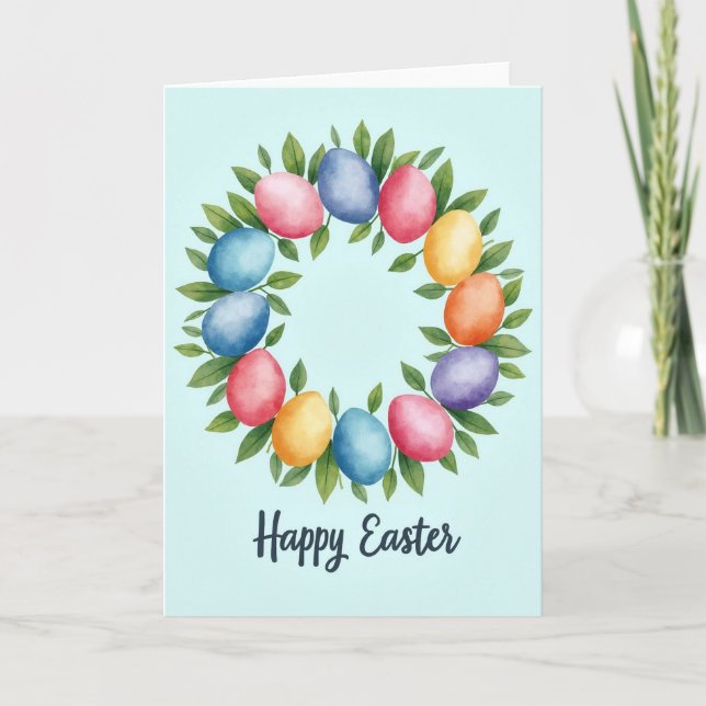 Pastel Wreath Greeting Card (Front)