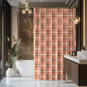 Pastel Xmas Groovy Retro Smiling Emoticons 70th Shower Curtain