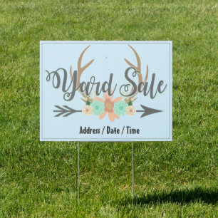 Pastel Yard Sale Sign with Stake & Custom Address
