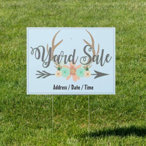 Pastel Yard Sale Sign with Stake  Custom Address