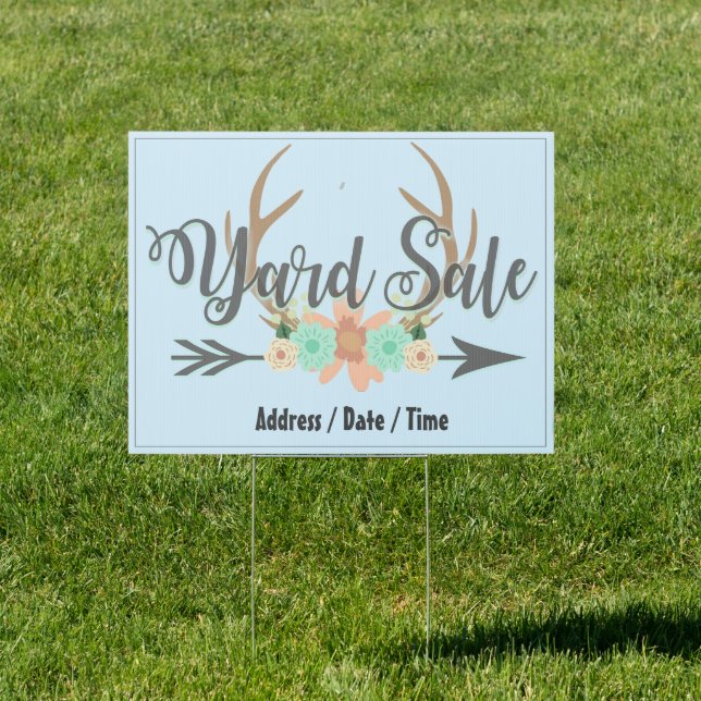 Pastel Yard Sale Sign with Stake & Custom Address (Insitu)