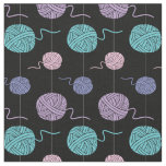 Pastel Yarn Ball String Pattern Black Fabric