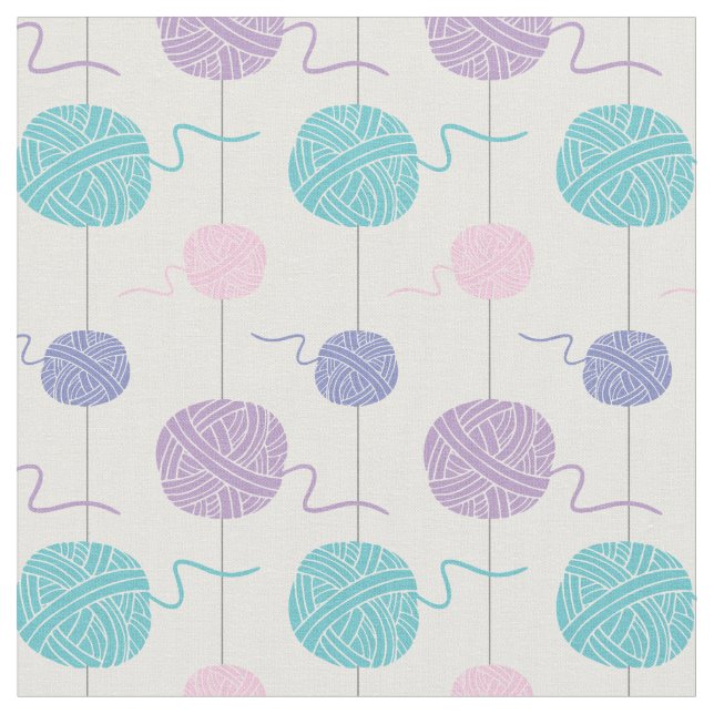Pastel Yarn Ball String Pattern Fabric (Close Up)