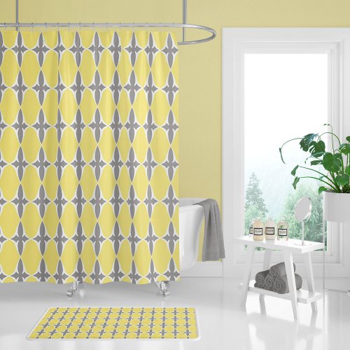 Pastel Yellow and Gray Celtic Medieval Shower Curtain