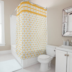 Pastel Yellow And Gray Squares Shower Curtain