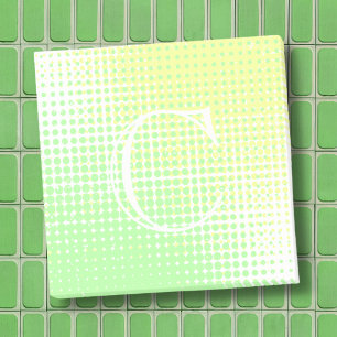 Pastel yellow and green two-tone gradient monogram post-it notes