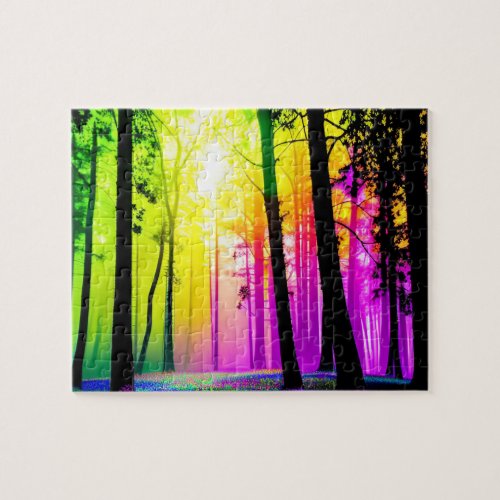 Pastel Yellow and Pink Enchanted Forest Jigsaw Puzzle
