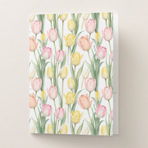 Pastel Yellow and Pink Tulips Pocket Folder