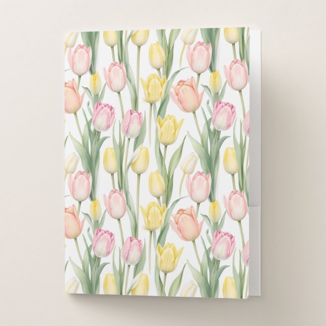 Pastel Yellow and Pink Tulips Pocket Folder (Front)