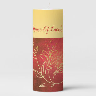Pastel Yellow and Red Gold Floral Luxury Candle