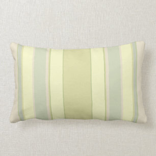 Pastel Yellow and Sage Stripe Lumbar Throw Pillow