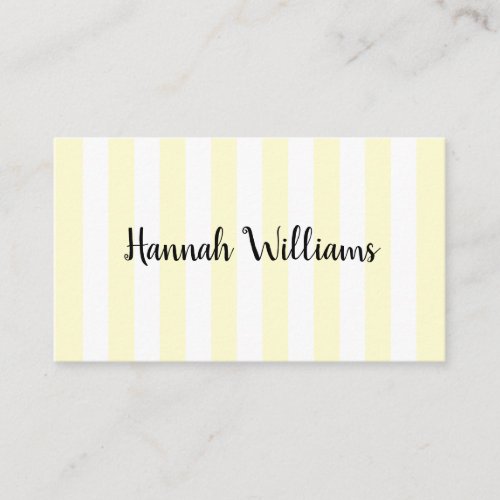 Pastel Yellow and White Stripes Business Card