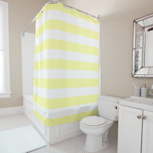 Pastel Yellow and White Stripes Shower Curtain