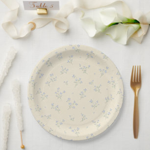Pastel Yellow Blue Floral Vintage Baby Shower Paper Plates