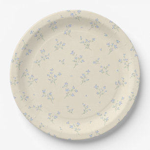 Pastel Yellow Blue Floral Vintage Baby Shower Paper Plates