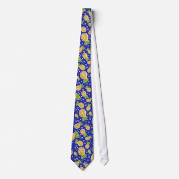 Pastel Yellow Blue Pineapple Pattern Neck Tie by saradaboru at Zazzle