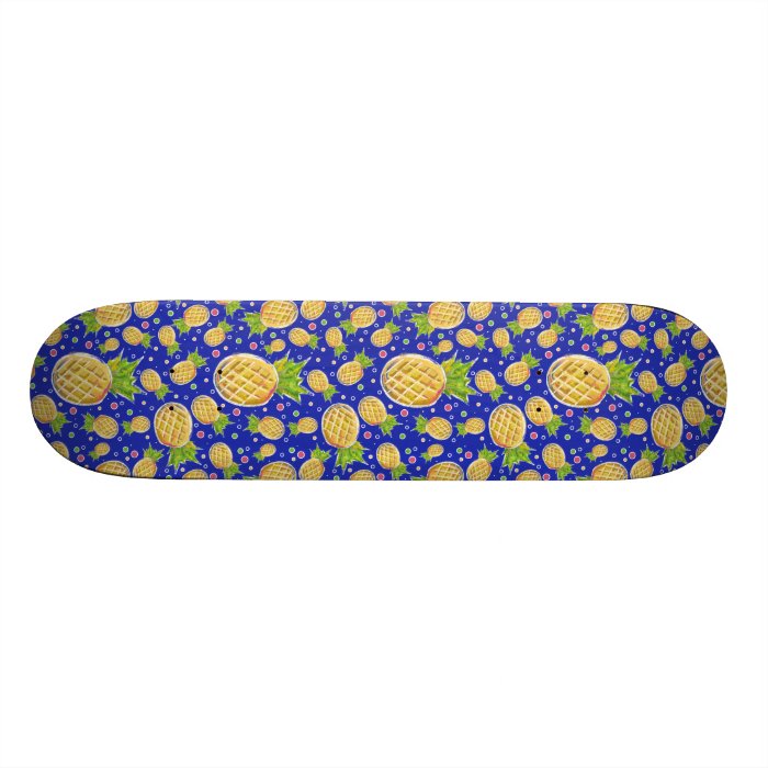 Pastel Yellow Blue Pineapple Pattern Skate Board