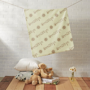 Pastel Yellow Brown Reverse Repeat Names Baby Blanket