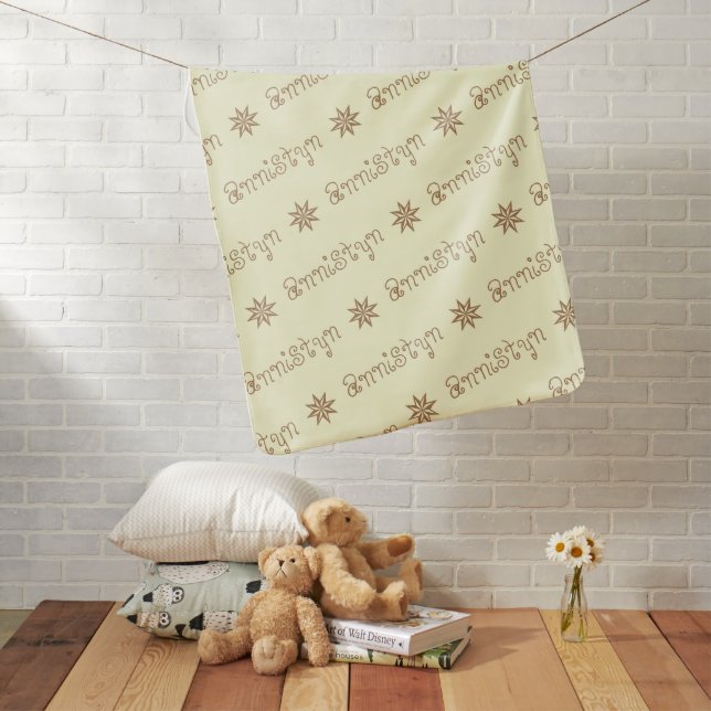 Pastel Yellow Brown Reverse Repeat Names Baby Blanket (In Situ)