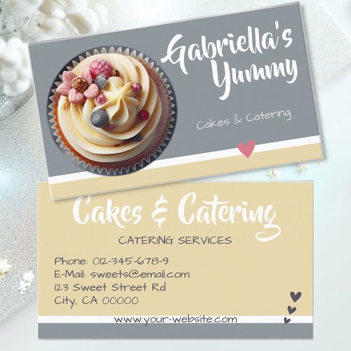 Pastel Yellow Cupcake Cake Photo Template Sweet Business Card