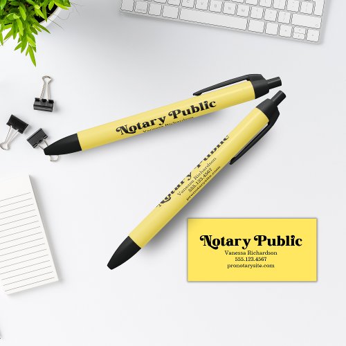 Pastel Yellow Customer Appreciation Notary Promo   Black Ink Pen