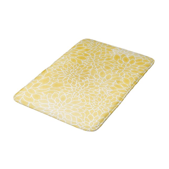 Pastel yellow dahlias bath mat (Angled)