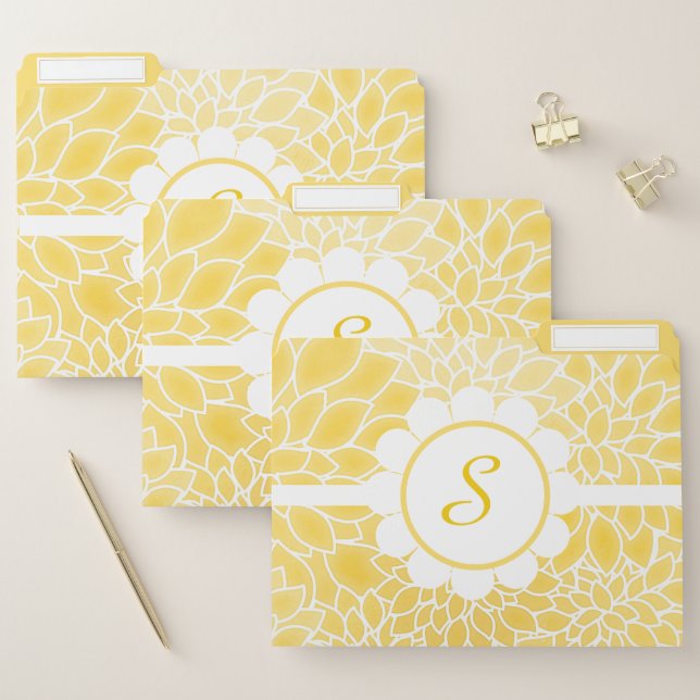 Pastel yellow dahlias file folder (Set)