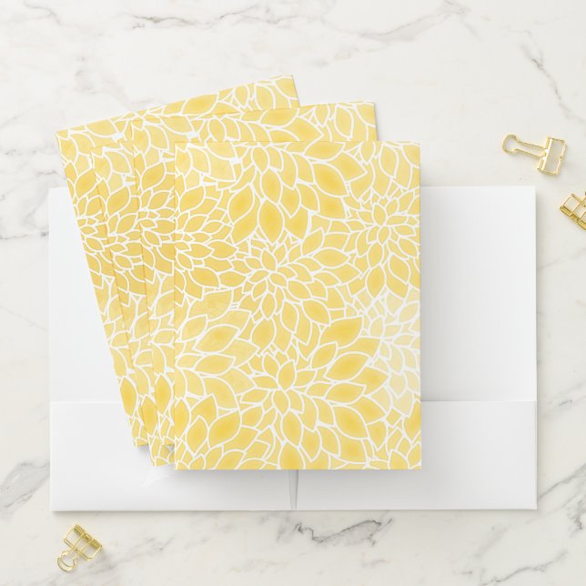 Pastel yellow dahlias pocket folder (In Situ)