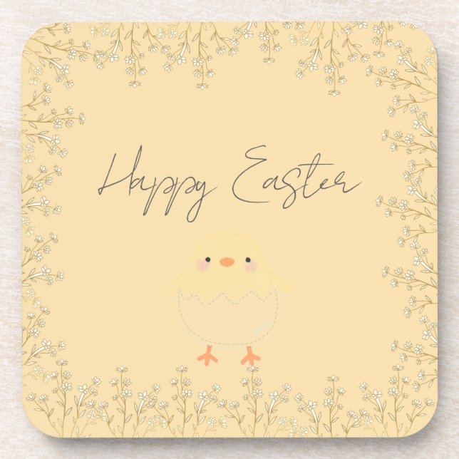 Pastel Yellow Easter Coasters - Personalized (Front)