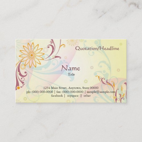 Pastel Yellow Floral Card Business Card Templates