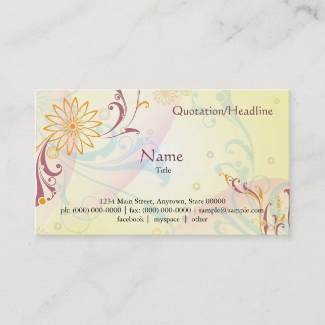 Pastel Yellow Floral Card (Front)
