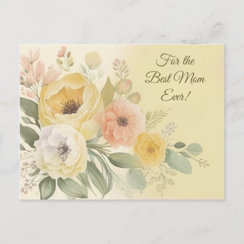 Pastel Yellow Floral Mothers Day Card