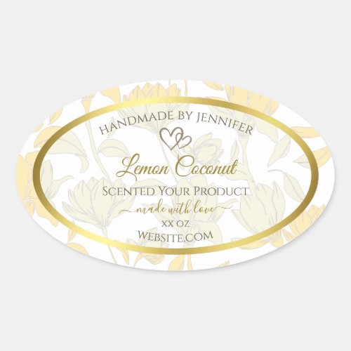 Pastel Yellow Floral with Gold Frame Product Label